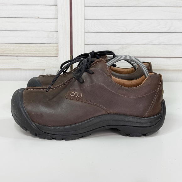 Keen Boston III Leather Lace Up Loafers Casual Shoes Chunky Brown Mens 10 - Picture 3 of 11